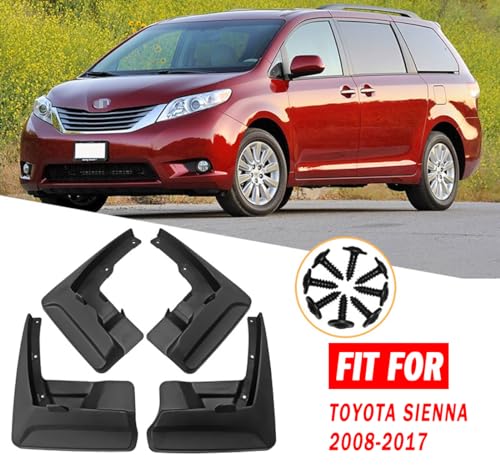Image of Mud Flaps Mud Guards Fit for 2008-2017 Toyota Sienna, Front & Rear Mud Splash Guards Accessories - 4 Pc, Black