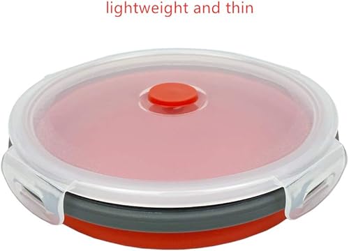 Miniatura 6 de CARTINTS Cuencos de silicona plegables rojos para almacenamiento de alimentos, con tapas a prueba de fugas, aptos para microondas y congelador,