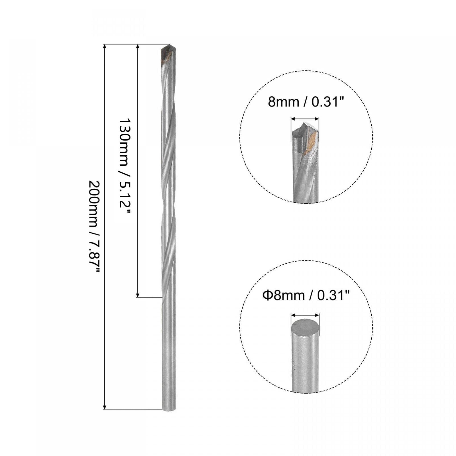 TA-VIGOR 2Pcs 8mm Extra Long Twist Drill Bits - Image 2