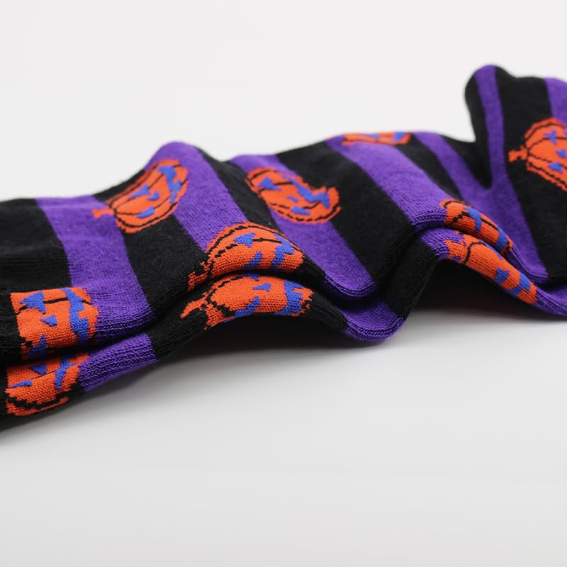 Image of COLORFUL BLING Halloween Socks for Women 3 Pairs Spooky Ghost Bat Skull Crew Sock 4 Packs Fall Pumpkin Adult Socks