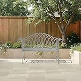 CHARLES BENTLEY Banc extérieur 2 Places Fer forgé Gris, Design Rustique, accoudoirs courbés, Style élégant, résistant à la Rouille, mobilier terrasse Jardin (128x44x93cm)