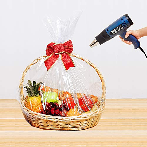 Lazyme 32X40 Inch, Basket Cellophane Shrink Bags,  Shrink Wrap Bags Large, Clear,10 Pack #TOP5