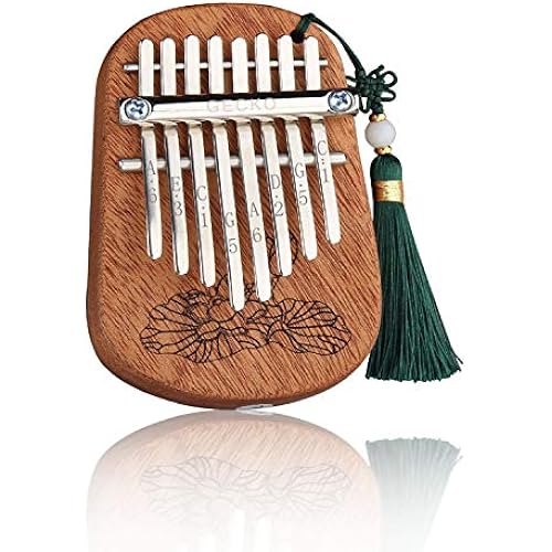 GECKO Mini Kalimba Thumb Piano Portable Flat Board Kalimba 8 keys Mahogany Wood Handmade Mbira Finger Piano, Musical Instrument with Instruction and Tune Hammer Gift for All Skill Levels Beginners