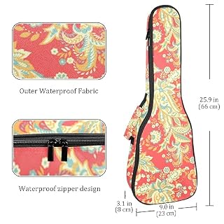 JRHEJTHH Durable Ukulele Bag Water Resistent Ukulele Case with Adjustable Shoulders for 21 23 24 inch Thick Padding Paisley Flowers Pattern - Les Beatles, Paul McCartney, John Lennon, RIngo Starr, George Harrison JRHEJTHH Durable Ukulele Bag Water Resistent Ukulele Case with Adjustable Shoulders for 21 23 24 inch Thick Padding Paisley Flowers Pattern – Image 4