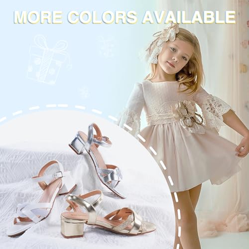 Image of Girls Sandals Low Heels Girl Dress Shoes Open Toe Flower Girl Wedding Party for Toddler Little Big Kid