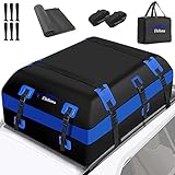 Elefama Rooftop Cargo Carrier Bag 21 Cubic Ft Waterproof Soft Car Top Carrier with Anti-Slip Mat & Storage Bag 6 Door Hooks 2 Luggage Straps 700D PVC Car Roof Bag for All Vehicle SUV with/No Rack