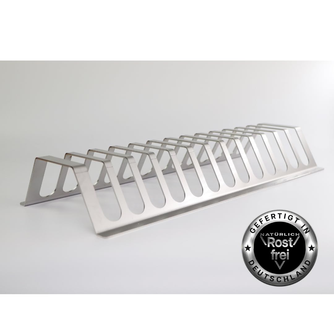 Edelstahl Spareribs Halter für BBQ-Profis in Zwei Größen (480mm / 13 Spareribs)