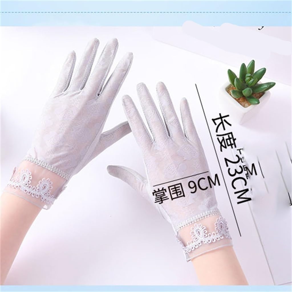 Thin Short Lace Breathable Full-Finger Driving and Riding Handguards Ice Silk Women's Gloves