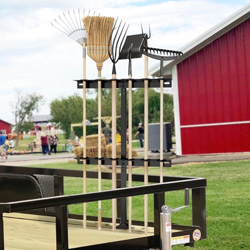 Fumingpal Trailer Tool Rack Shovel Holder - Rake Holder for Trailer Landscape Hand Tool Rack with 6 Tool Holes with Rubber Grommets - Image 7