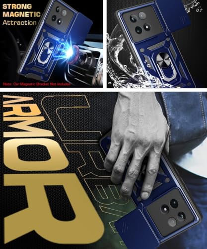 Image of Luxe Back Cover Compatible for iQOO 15 5G | D10 Tough Armor Case | Sliding Camera Shield | 360 Protection | Kickstand Ring Holder | Military-Grade Bumper Case - Blue