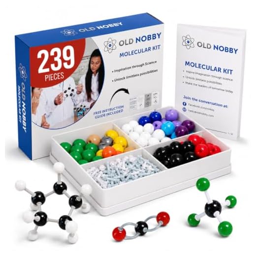 OLD NOBBY Organic Chemistry Model Kit (239 pc) - Molecular Models Kit with Atoms, Bonds, Instructions - STEM Science Kits for Kids Toys Chemistry Set for Students, Ochem Teachers, Young Scientists