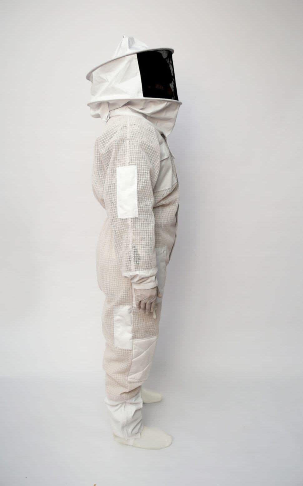 SRVWG - Tuta da apicoltura, ultra ventilata, unisex, protezione per api, 3 strati, velo rotondo, in rete, con guanti in omaggio (grande)