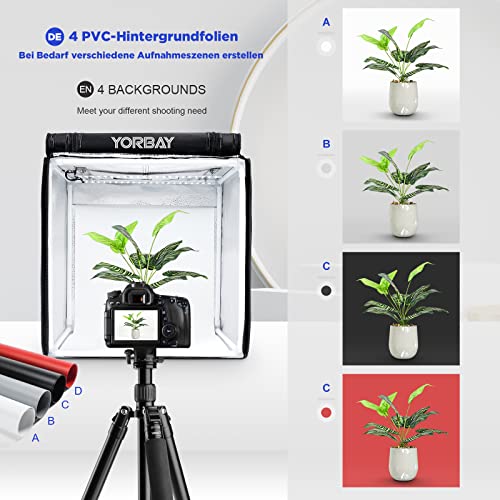 Yorbay Fotostudio Set 40 x 40 x 40 cm mit LED-Beleuchtung und CRI 95+