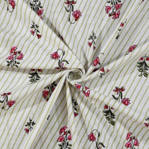 Image of Jaipur Weaves Jaipuri Double Bed Cotton Bedsheet Queen Size 90x85, 120 TC 100% Pure Cotton Bed Sheet with 2 Pillow Covers, Floral Traditional Print (Red Motifs, Double)
