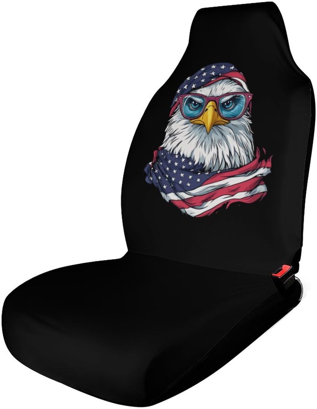 USA Flag Bald Ea-gle Car Seat Covers Universal Car Front Seats Protector Auto Interior Accessories 2PCS