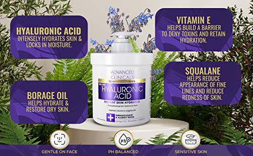 Advanced Clinicals Hyaluronic Acid Hydrating Cream + Hyaluronic Acid Hydrating Facial Serum Set