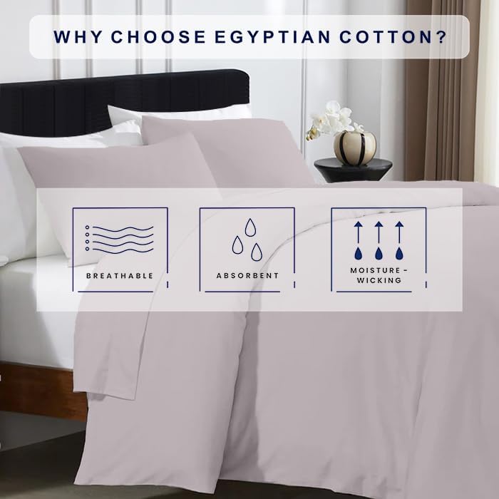 Miniatura 5 de Kotton Culture Juego de funda de edredón 100% algodón egipcio de 3 piezas de 1200 hilos, funda de edredón suave con cremallera y lazos en las