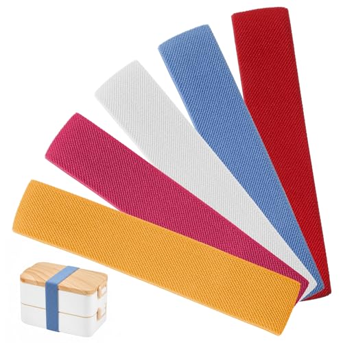 Lot de 5 sangles de fixation pour boîte à déjeuner Ento - Bande élastique - Pour boîtes à bento, boîtes à lunch - Bande élastique de rechange -...