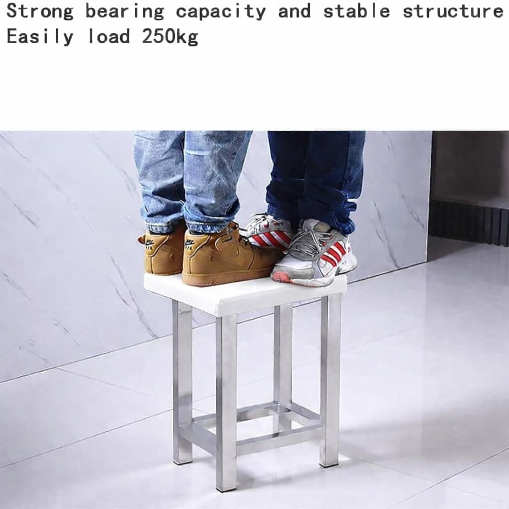 58411 Classic 60 CM Tall All Stainless Steel Stool with White Cushioned top, Chairs, Hospital Seating, Restaurant stools, Conference Room - Kitchen Stool - Pantry seat - Chrome
