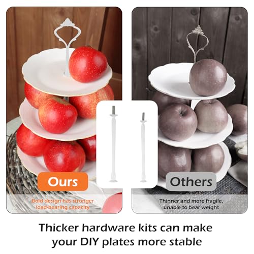 3 Tier Cake Stand, Luxury-Looking Wedding Cupcake Plate Holder, White Wreath Fruit Dessert Tower Tray for Birthday Party, Baby Shower, Graduation and Christmas Party (Plates NOT Included) - Image 6