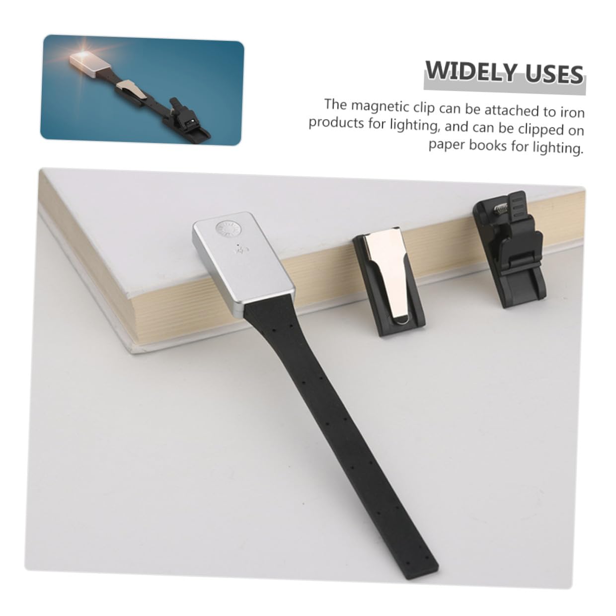 Lampada Libro LED Clip Magnetico, Ricaricabile USB 250mah
