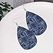 Denim Material Patchwork Teardrop Double-sided Leather Earrings Fabric Apparel Indigo Miscellaneous for Women Fashion and Valentine Birthday Party Gift