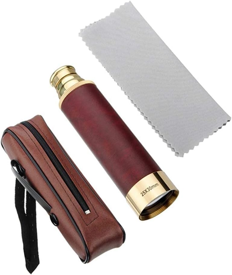 Brass Telescope for Kids and Beginners 25x30 Zoomable Portable Pirate Spyglass for Cruise Ship Travel Watching Games Hiking Hunting Office Table Home Decor Ascent Collectible Beautiful Home