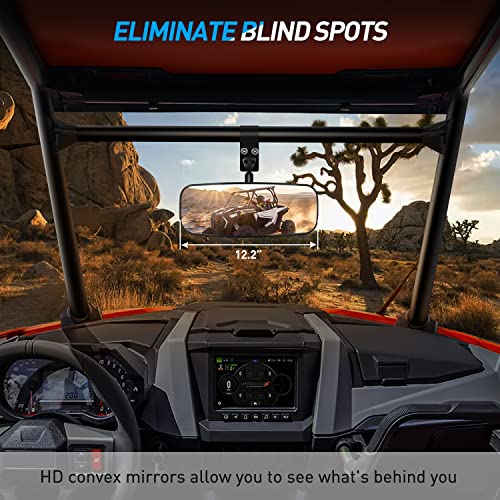 Image of Frokom UTV Rear View Mirror, RZR center rear view mirror for 1.75 inch-2 inch Roll Bar Cage fits Polaris RZR 1000 XP Turbo PRO XP R Talon pioneer 1000 YXZ 1000 Teryx Kawasaki Mule,Convex&Adjustable