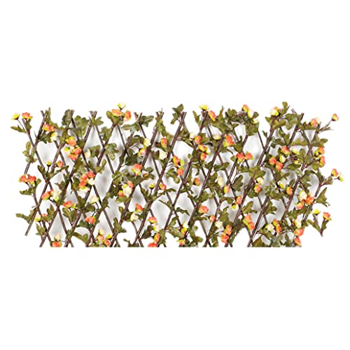 Uanqfegy Clôture en Treillis rétractable, écran Extensible avec Feuilles artificielles-décor d'intimité de Jardin, bourgeons de Champagne
