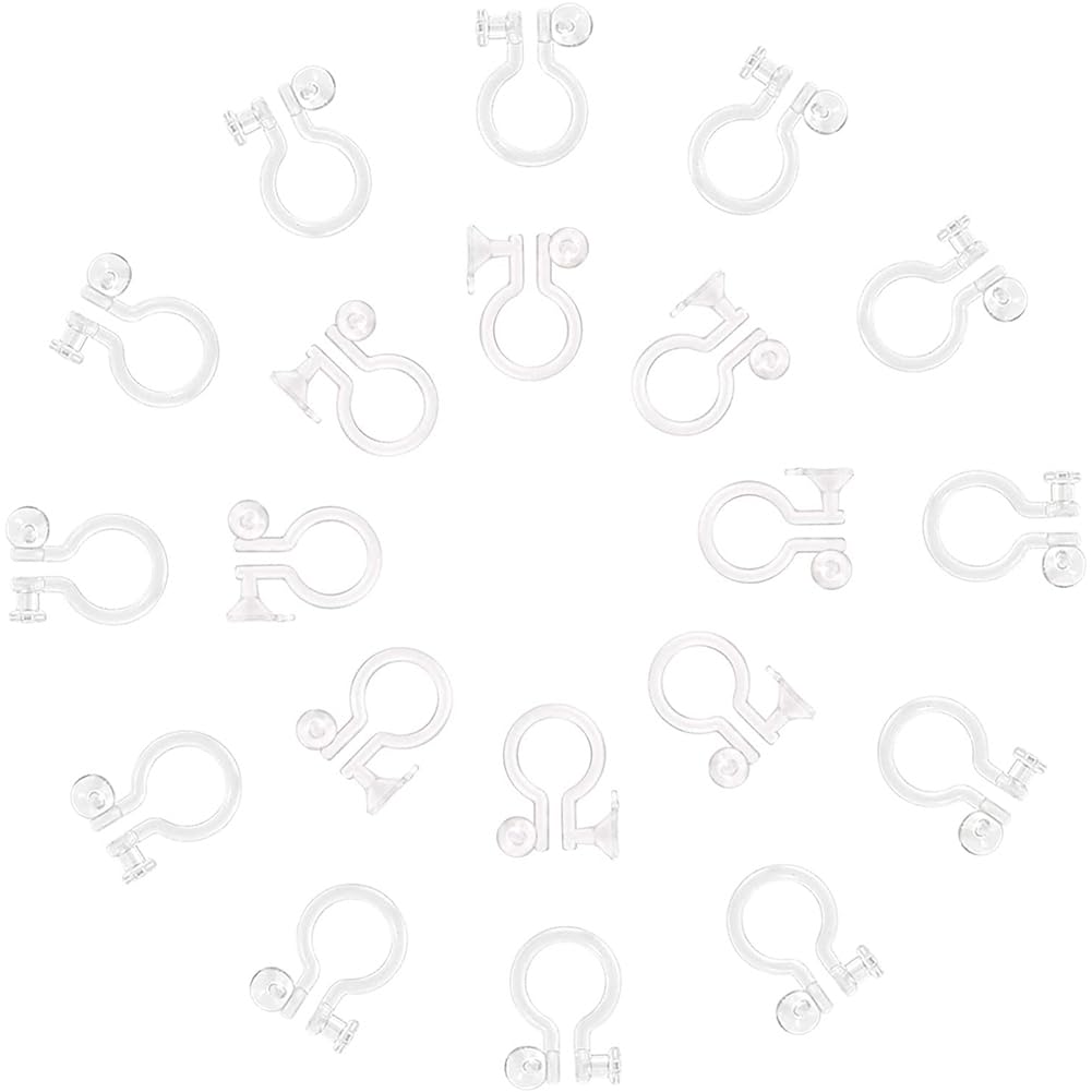 arricraft 100 Pcs 2 Sizes Clear Plastic Clip-on Earring Converter Component Fit for 3mm Rhinestone 11x8x3mm and 11x9x3.5mm for Non Pierced Ears(2 Styles)