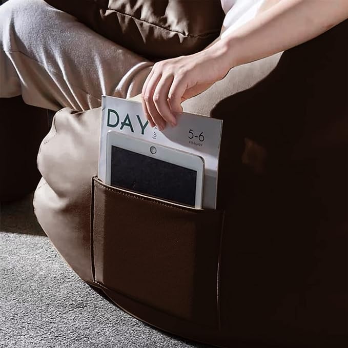 Image of Cover 4XL Without Beans with Footrest and Cushion Lounge Chair Luxury Bean Bag Cover with Footrest Without Beans (Brown)