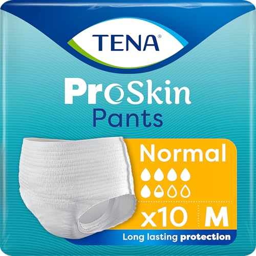 Image of TENA Normal Unisex Adult Diaper Pants Style, Medium Size (M) | 10 Units | Waist 80-110cms | 32-44 inch | 3X Protection | World's Leading Incontinence Brand | For Heavy Urine Leaks