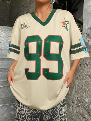 Oversized Y2k Jersey Shirts for Women V Neck Number Graphic Tees Streetwear Short Sleeves Top Vintage Fashion Clothing4