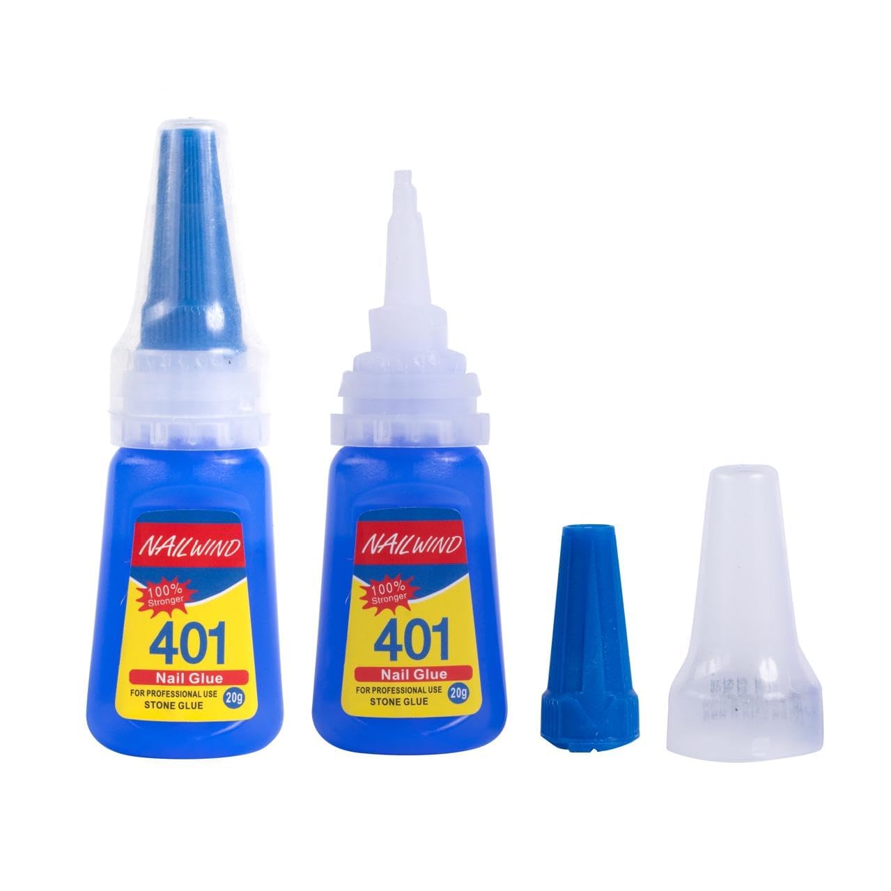 Brush On Nail Glue for Press On Nails, 401 Extra Strong Nail Glue for Acrylic Nails, Waterproof Long Lasting, 2 PCS