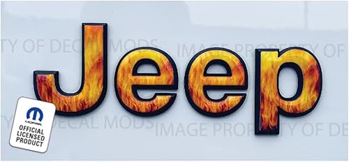 Decal Mods Superposición de guardabarros Jeep elevado 3D para Jeep Wrangler y Gladiator JLJT Rubicon (2018-2024) Llama de fuego naranja (juego de 2)