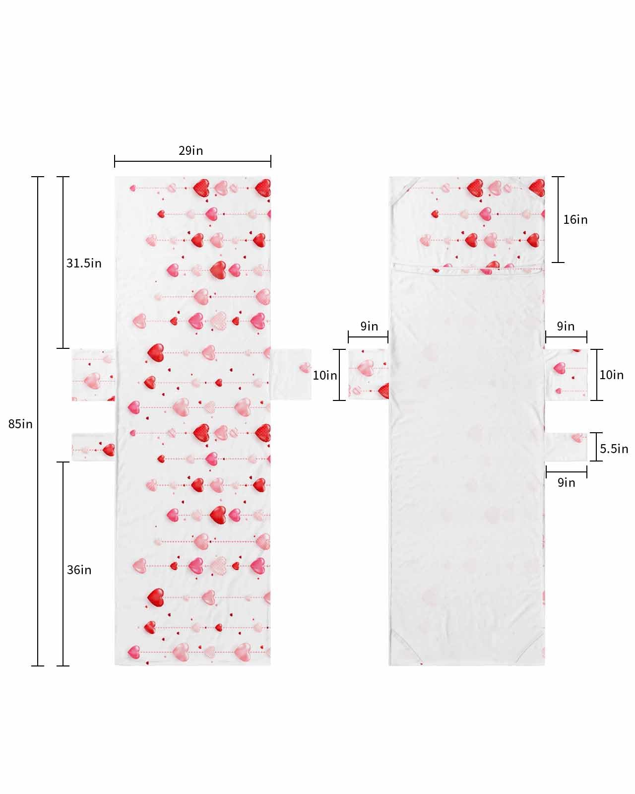 Red Pink Valentine Beach Lounge Chair Towel Cover, Soft Chaise Lounge Towel with Side Pockets Patio Pool Chairs Cover for Beach/Pool Sunbathing 29x85 Love Heart Red Pink Weeping