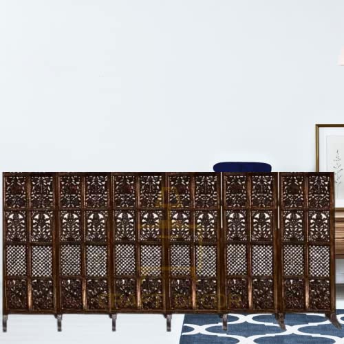 Image of Wooden Room Partition for Living Room, Wood Screen Separator and Wooden Room Dividers, Studio Wall Panel 5 Feet with Stands for Living Room /Bedroom /Office /Restaurant /(Brown) (6 Panels)