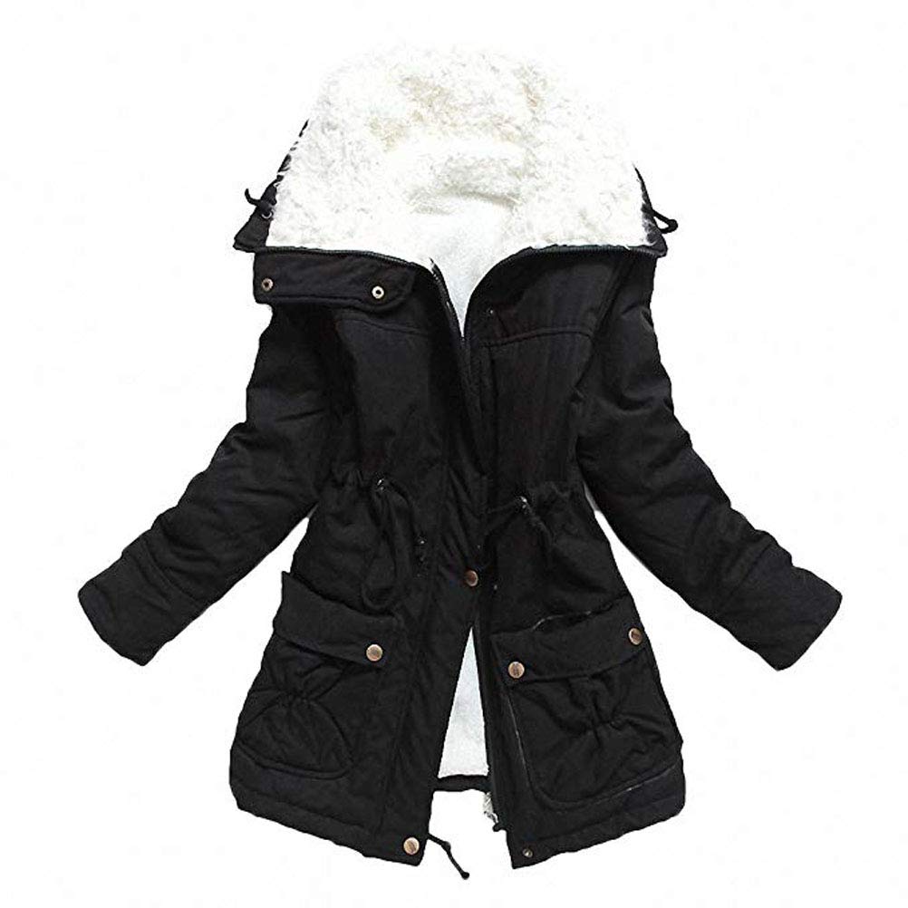 Ruogu Women's Winter Warm Wool Cotton-Padded Coat，Mid Length Parka Outwear Jacket