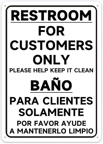 Restroom For Customers Only Please Help Keep It Clean Sign Home Kitchen Farm Garden Garage Wall Decor 12X8Inch