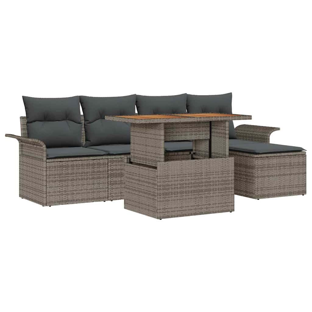 Canapé de jardin résistant aux intempéries ensemble 6 pcs gris