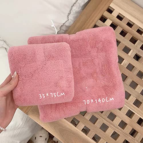 Image of wolpin Large Bath Towel 100% Cotton Bath Towels (70 x 140 cm) 500 GSM Hand Towel, Ultra Soft Super Absorbent Bath Towel for Men & Women, Kids (Coral Velvet, Pink)