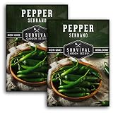 Mexican Serrano Pepper Seeds for Planting - 2 Packs