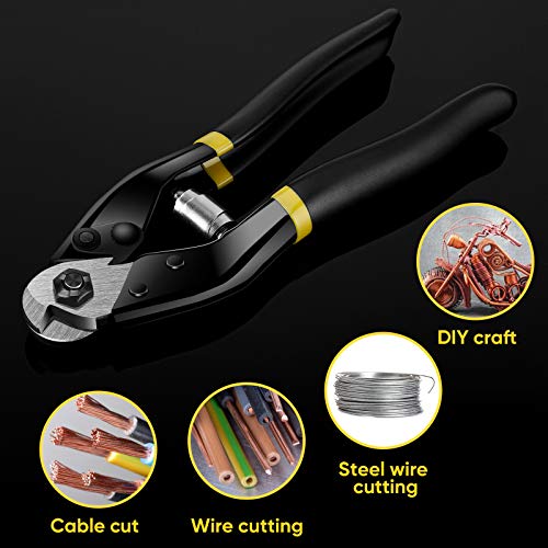 Eacker Cable Cutter Wire Rope Cutter Heavy Duty Wire Cutters, 3/16" Chrome Vanadium Steel Jaw, Steel Wire Cutter For Thick Wire Ropes, Steel Wires, Aircraft Cables #TOP5