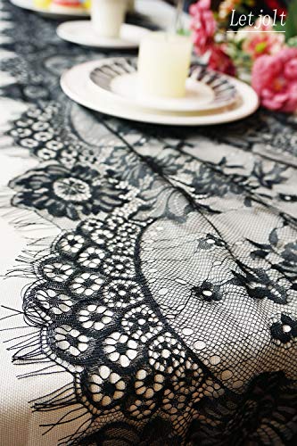 14 X 120 Inches Black Lace Table Runner Decoration Anniversary Embroidered Doilies Party Supplies Vintage Lace Centerpiece Theme For Boho Wedding Bridal Baby Shower Decorations #TOP5