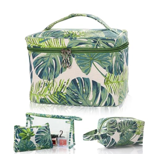 jiffordwind Makeup Bag 4 Pcs Cosmetic Bag Set Portable Travel Cosmetic Bag Multifunction Organizer Storage Bag Toiletry Bag forWomen and Girls (GREEN2)