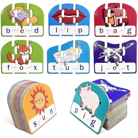CVC Puzzle Cards for Kids – Phonics & Spelling Games for Toddlers, 3-Letter Word Puzzles for Preschool & Kindergarten, Perfect for Speech Therapy & Early Learning Classroom Essentials Cover
