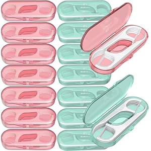 14 Packs Travel Dental Floss Pick Case, Holder, Come with 140pcs Premium QUALIALL Toothpick Flossers for Adults Teeth Cleaning, Sealed Portable Refillable, Green, Pink. 10 511AAUTMr+L. SS300
