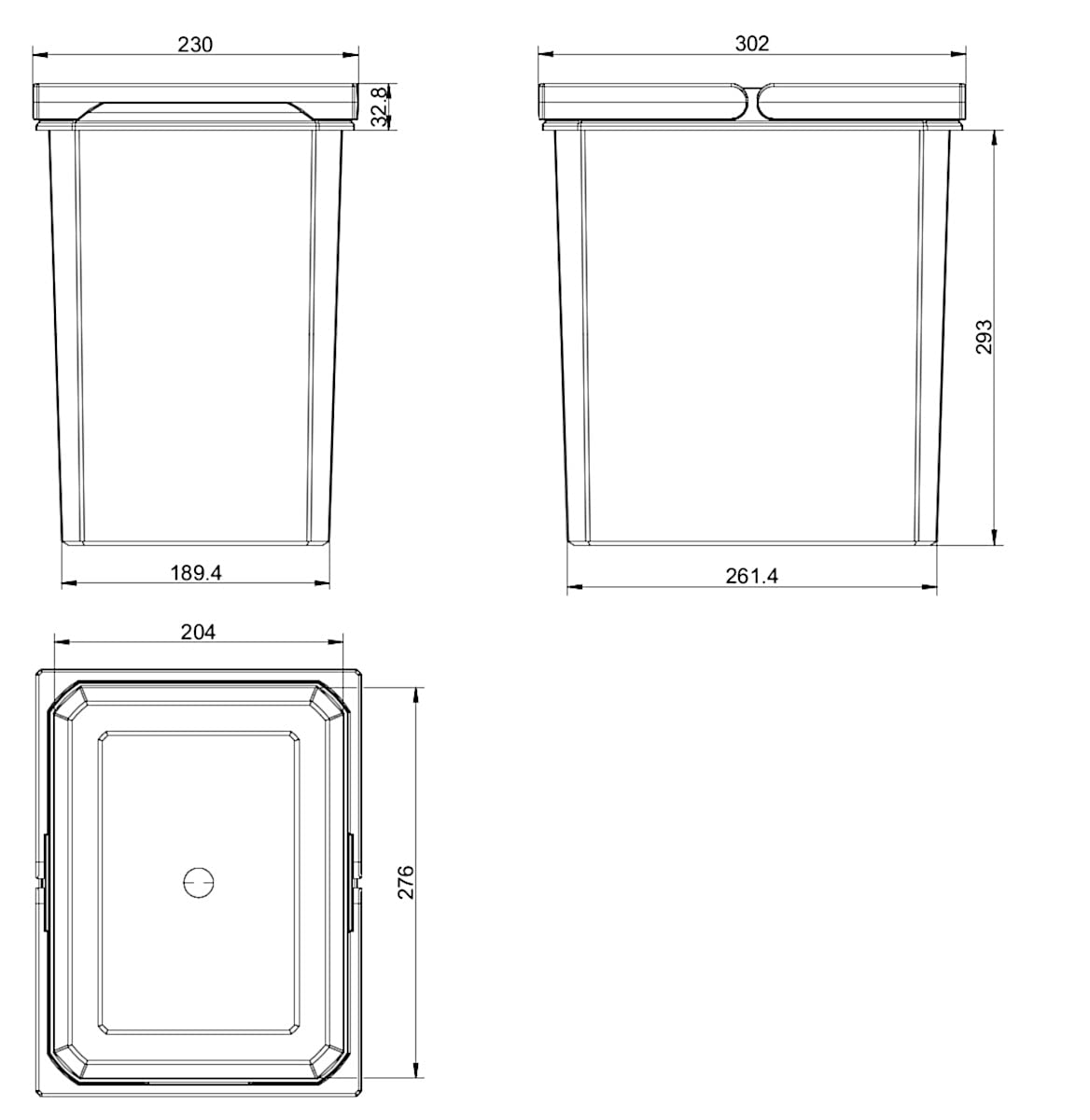 Naber Mülleimer | Modell 8012329 | Volumen 15.5L | 230 x 302 x 326 mm | Kunststoff Anthrazit