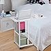 Laptop Table with Wheels, Notebook Computer Stand Bedside Table with 2 Tier Storage Shelf Overbed Table Laptop Desk Cart for Home Office Living Room