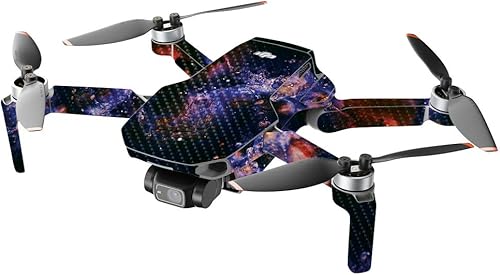 Miniatura 6 de Mighty Skins Fibra de carbono compatible con el dron portátil DJI Mini 2, protector de cielo nocturno, acabado de fibra de carbono texturizado